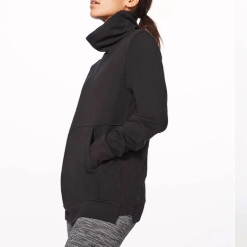 LULULEMON Press Pause Pullover French Terry Funnel Neck Black Size 2